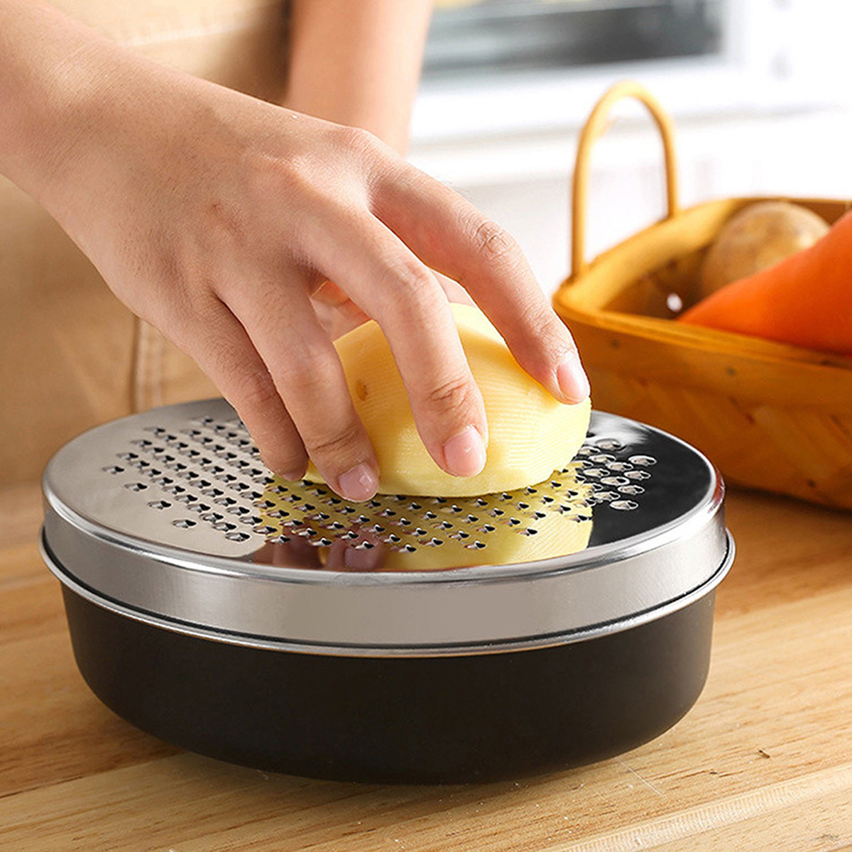 Box Grater, Stainless Steel Vegetable Grater With Storage Box