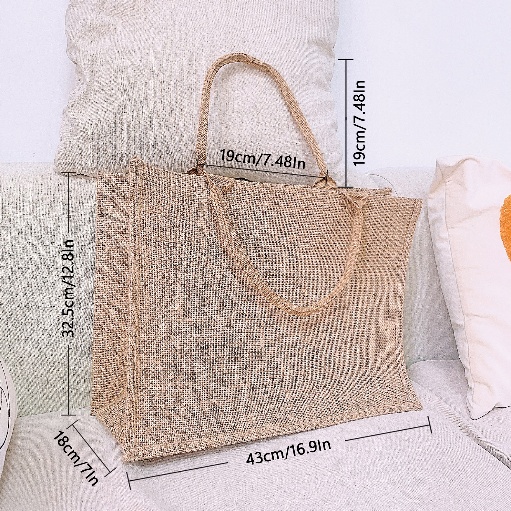 Burlap Tote Bag, Reusable Grocery Shopping Bag, Lightweight Storage Handbags  For Travel Beach - Temu