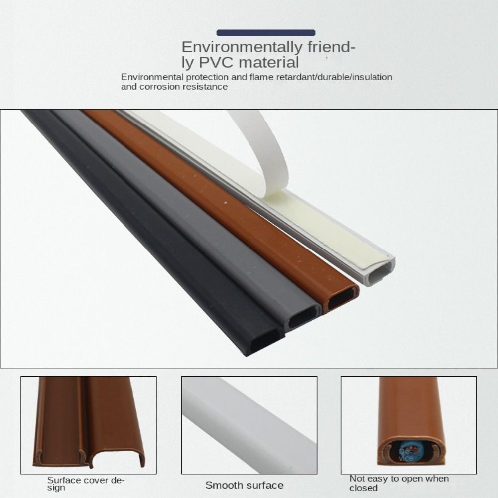 1M Waterproof Floor Cable Cover PVC Anti-extrusion Cord Protector  Self-Adhesive Power Cable Hider Cover