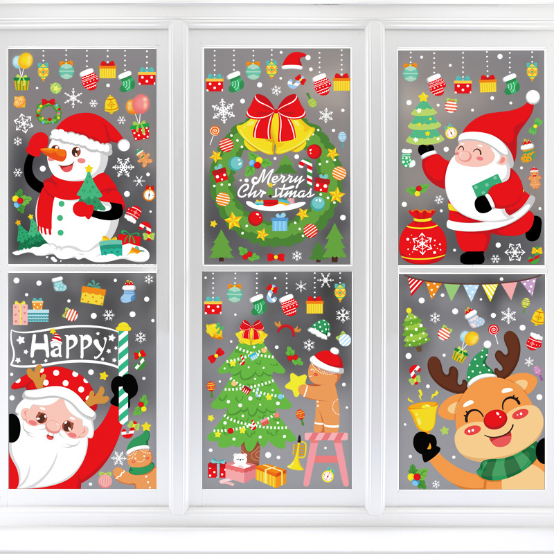 2024 New Christmas Decoration Snow Stickers Santa Claus Elk