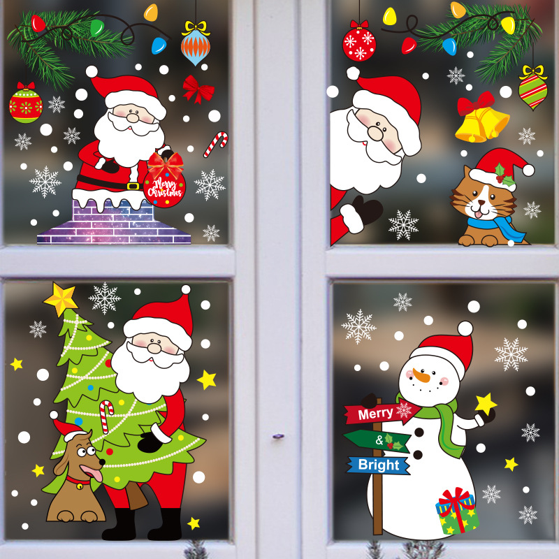 Utoimkio Christmas Sticker Window Glass Decoration Wreath Bow
