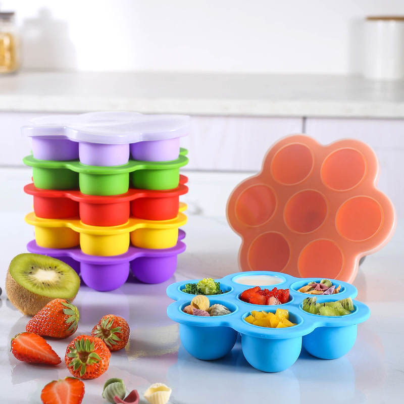 7 Holes Reusable Silicone Baby Food Freezer Tray Crisper Egg Bite