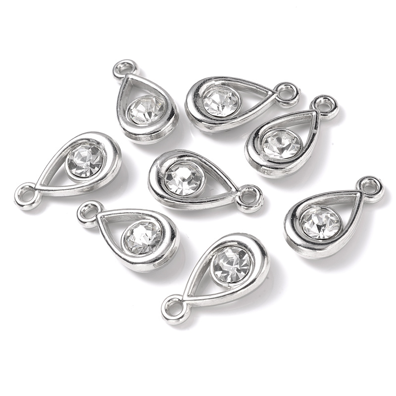 E-shop 30 Stück 10X18mm Tropfenförmige galvanisierte CCB mit Strassanhängern, Ohrringen, Halskettenherstellung, Hängeperlen