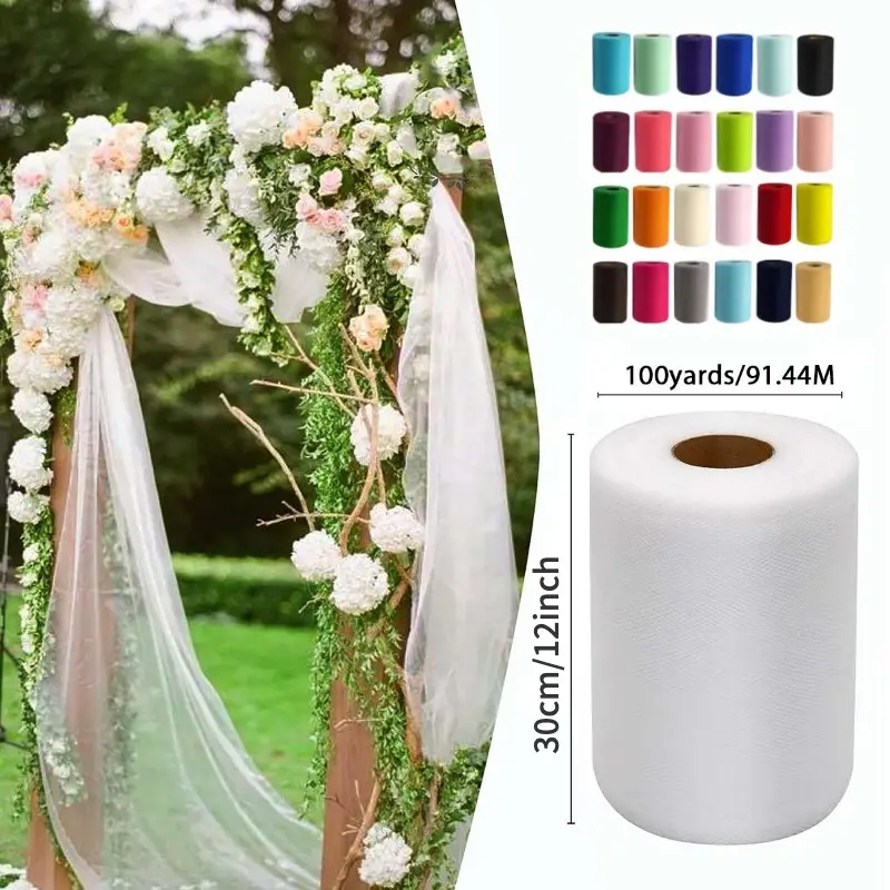 Tulle Fabric Rolls Bolt,6 Inch by 25 Yards Spool Tulle Ribbon for Tutu  Table Skirt Gift Wrapping Wedding Party Decoration Christmas DIY Crafts  Supplies White 