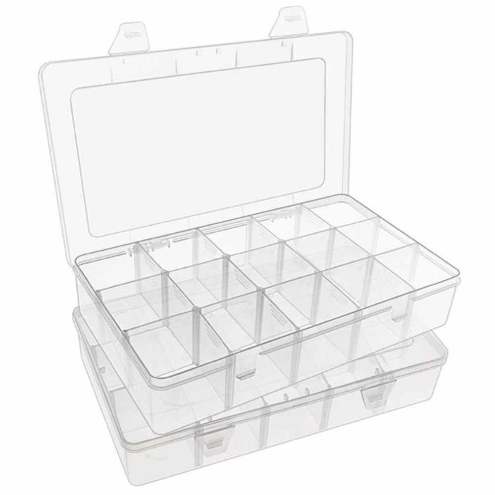 1pc 15 Grids Adjustable Rectangle Plastic Storage Box Compartmentalized  Large-capacity Desktop Organizer Suitable For Organizing Paper Clips,  Folders