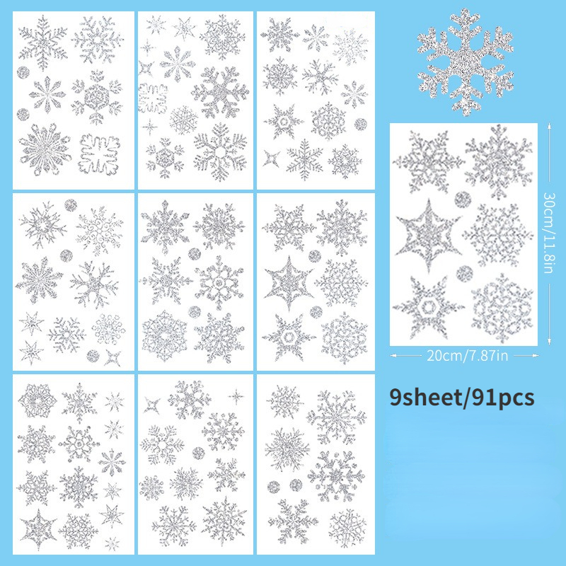 Silvery Glitter Snowflake Window Stickers sparkling - Temu