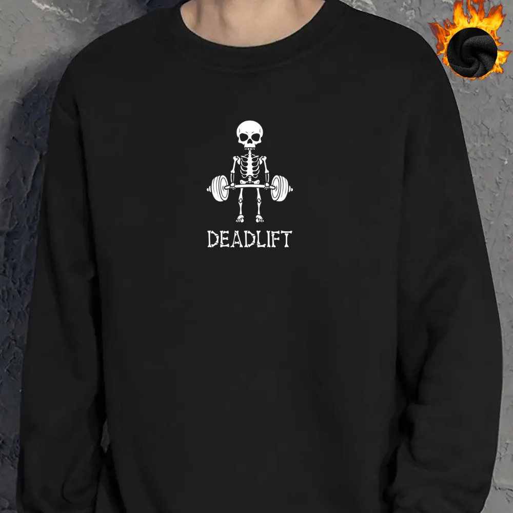

Deadlift Print Trendy Sweatshirt, Men's Casual Graphic Design Crew Neck Pullover Sweatshirt For Men Fall Winter