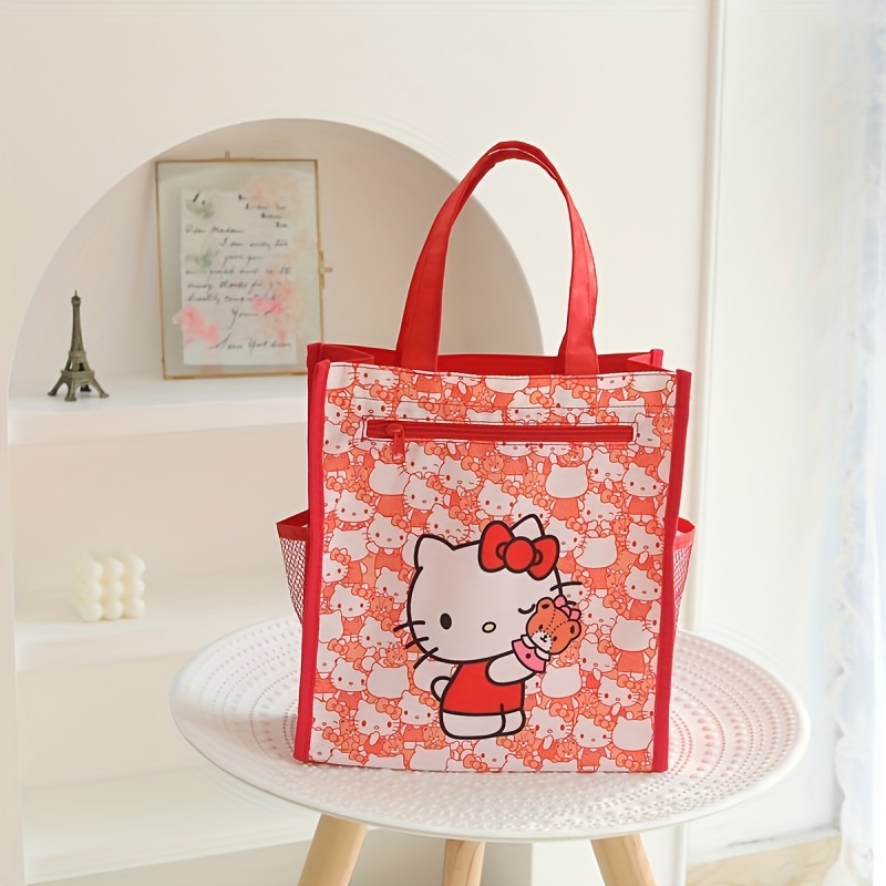 Hello Kitty Canvas Tote Bag W/ Zipper Sanrio Miniso Kawaii Reusable Bag