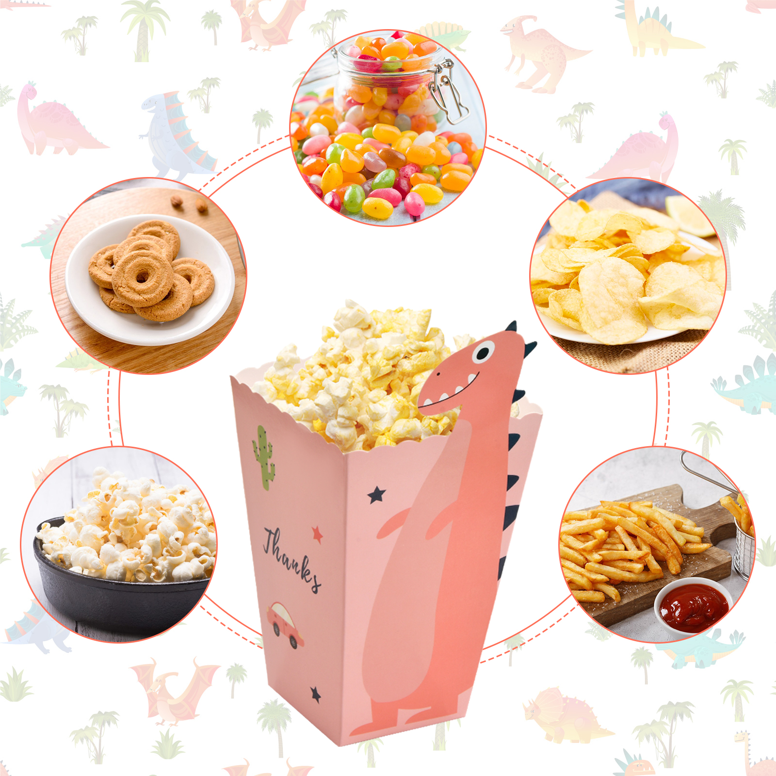 Popcorn Favor Boxes Cute Dinosaur Popcorn Bags 4 Colors - Temu