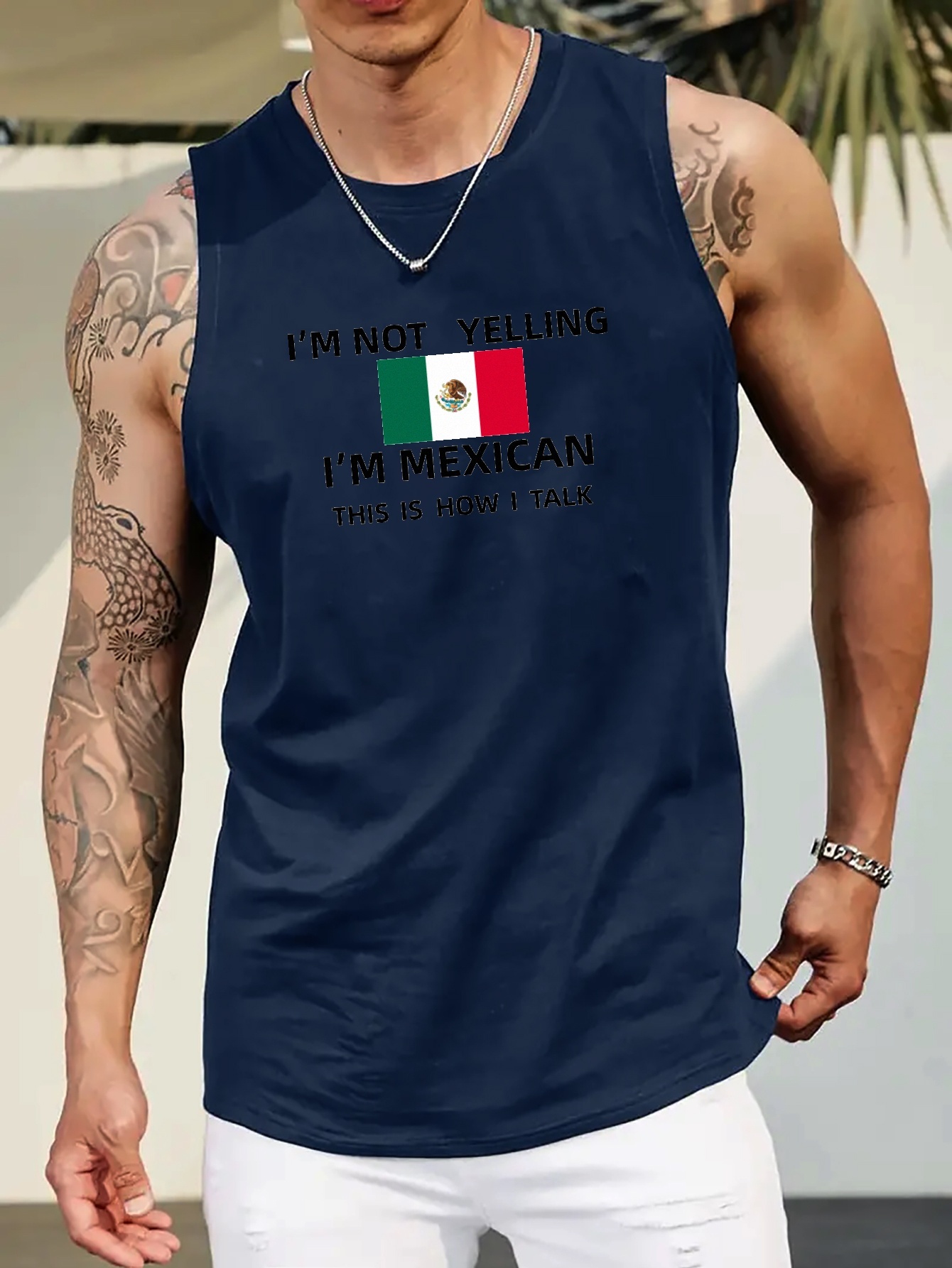 男性用タンクトップ メキシコ国旗と「I'm Mexican」グラフィック