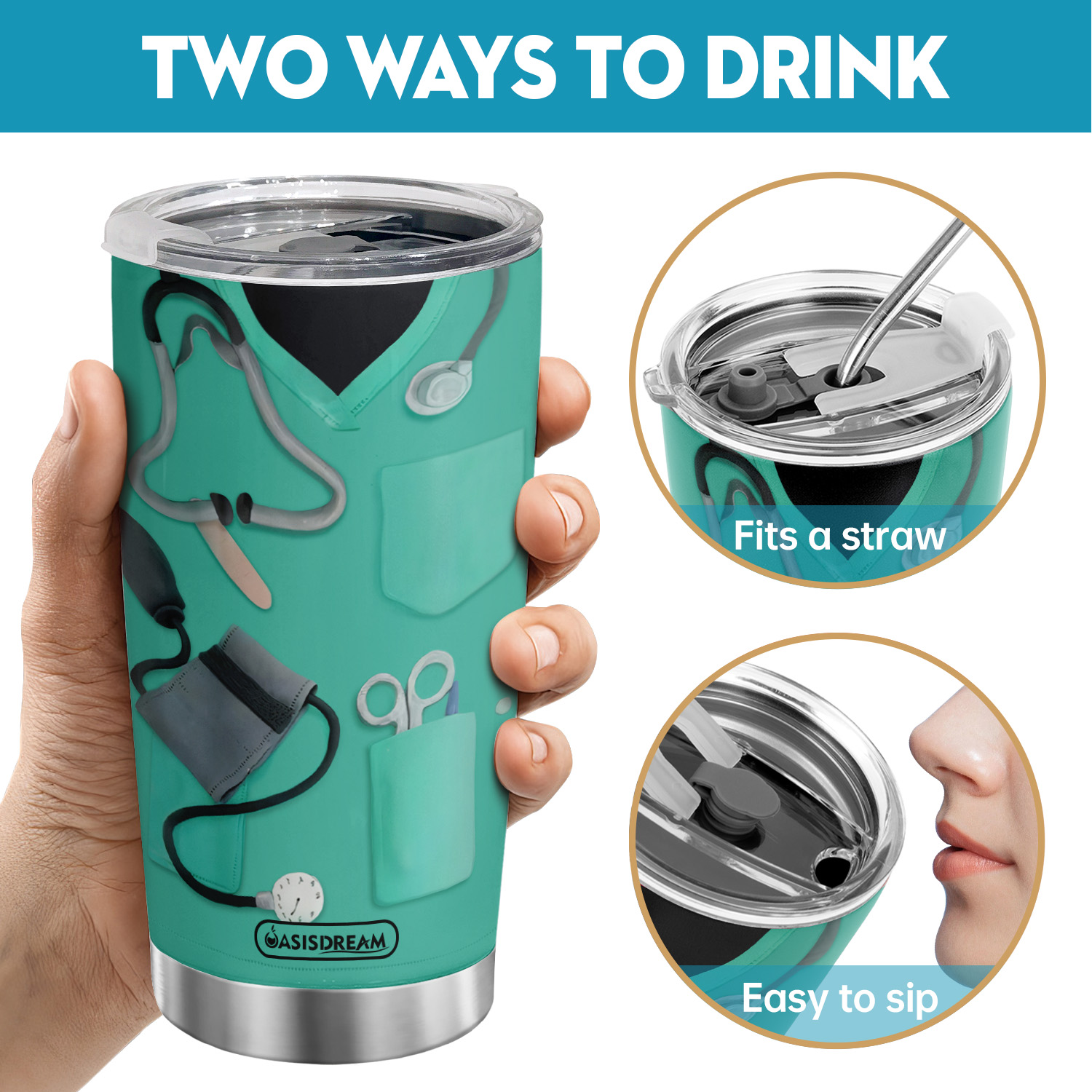 Christmas Gift for Nurse Mother - 20oz Straw Cups Stainless Steel