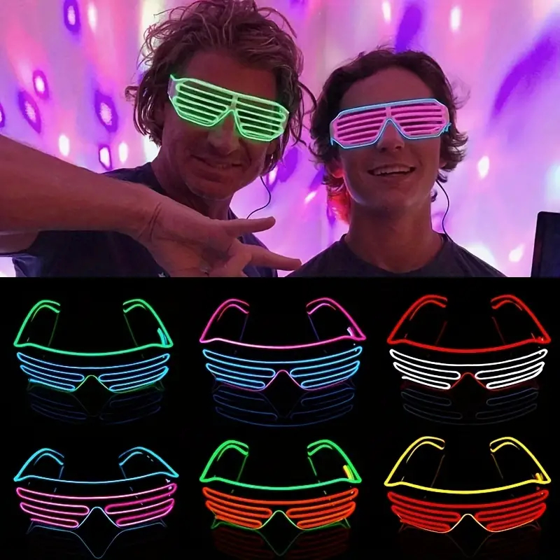  PINFOX Shutter El Wire Neon Rave Glasses Flashing LED  Sunglasses Light Up Costumes For 80s, EDM, Party RB03 (Red + White) :  Clothing, Shoes & Jewelry