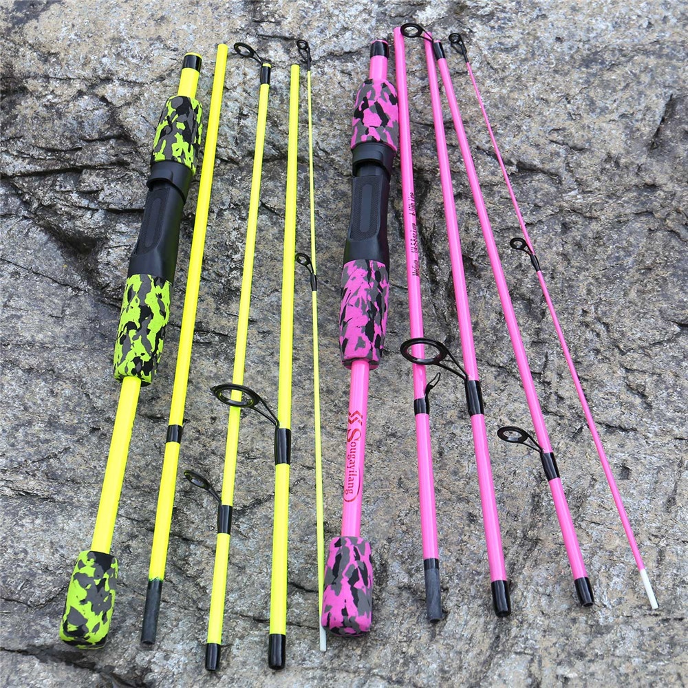 Sougayilang Yellow Pink Black 5 Section Travel Fishing Rod