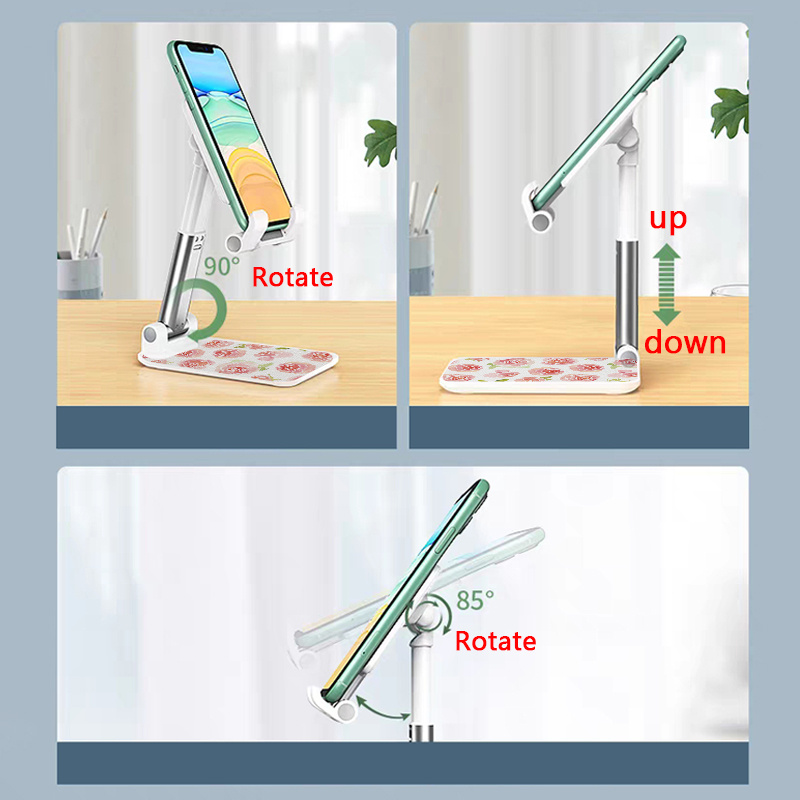 Mini Soporte de Mesa para Smartphone, Altura e Inclinación Ajustables +  Espejo, de Aluminio - Rosa - Spain