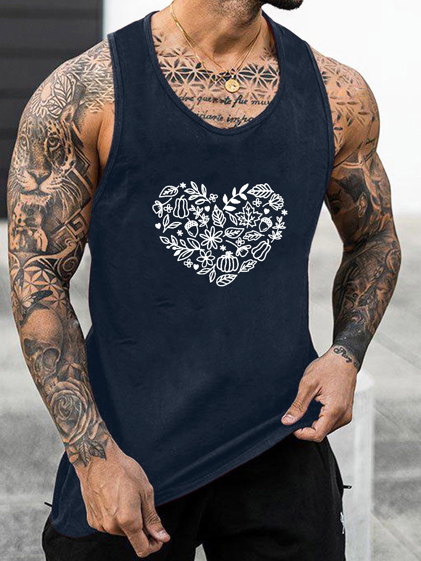 Mens Long Sleeve Running Shirt Sports Sleeveless Top Cotton Vest Painting  Fitness Muscle Tank Top Mens (Army Green, M) at  Men's Clothing store