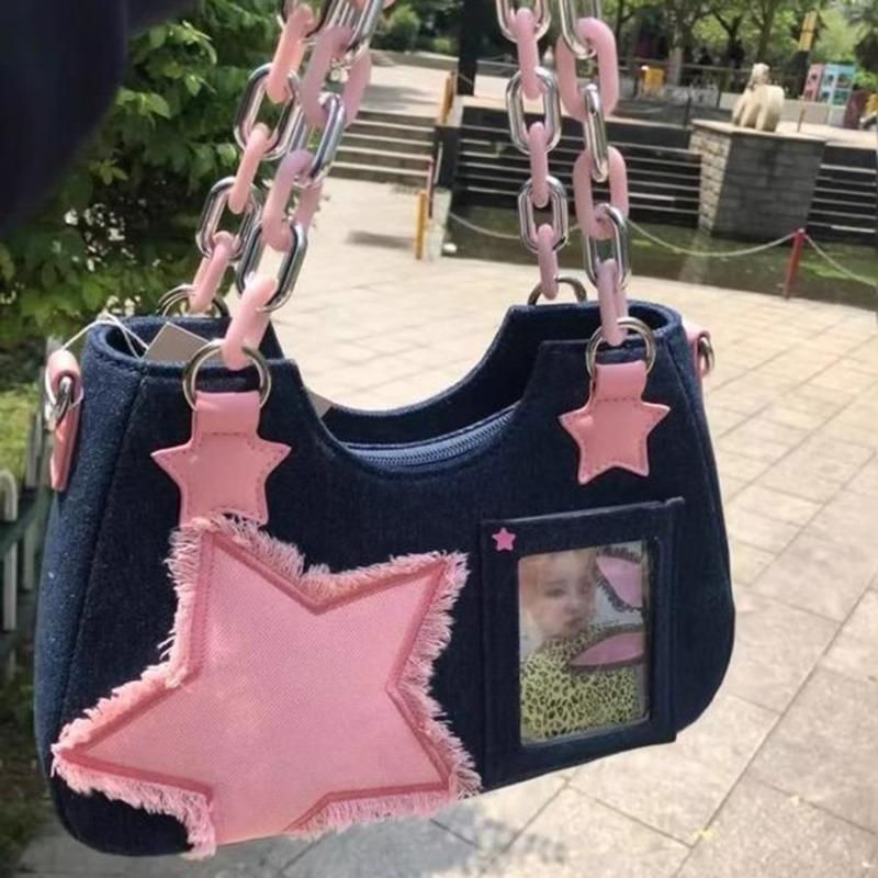 Y2K Sweet Cool Girls Underarm Bag Fashion Women's Pink Shoulder