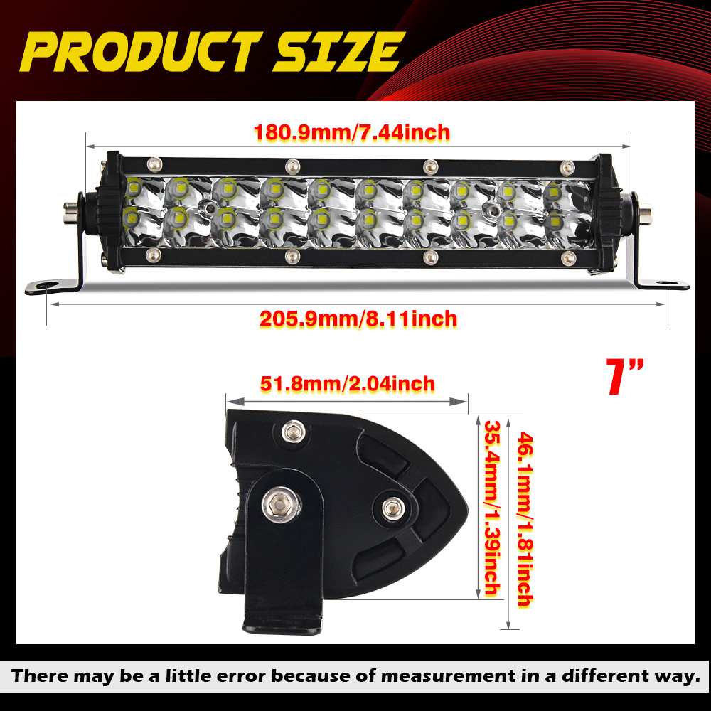 AngelMa - Barra de luz LED CREE de 25 pulgadas, 120 W, barra de luz de una  sola fila, luces todoterreno, combo de inundación, barra LED impermeable