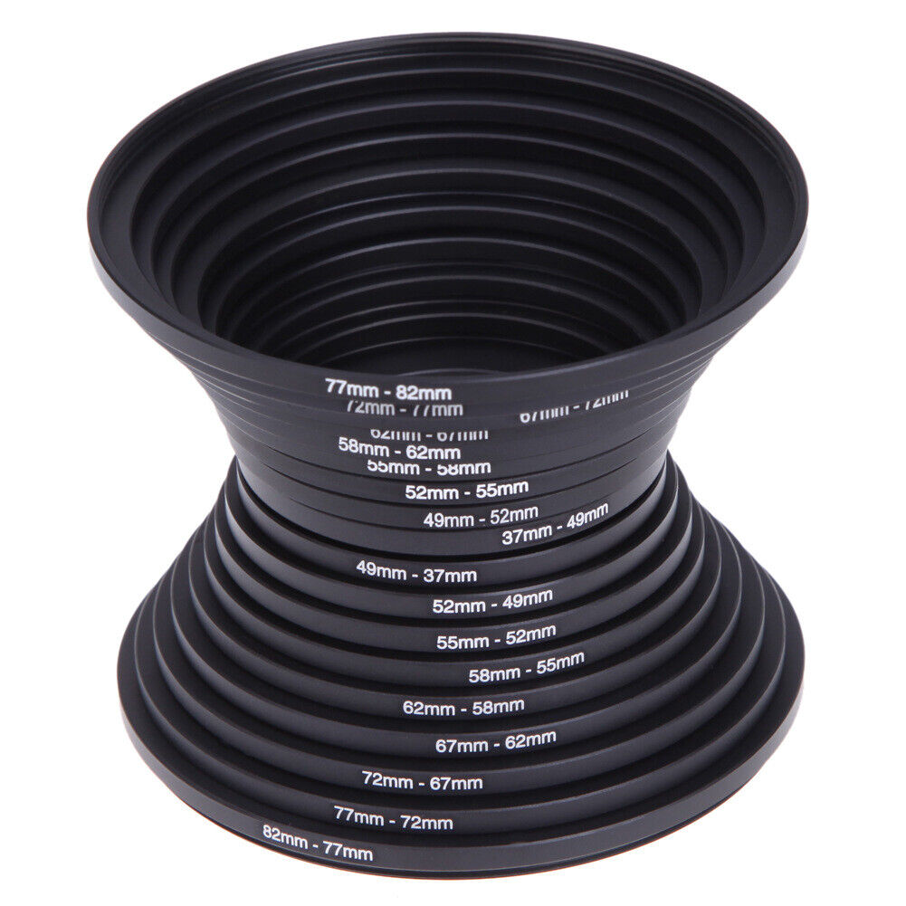 

18pcs 37-82mm Step Up And 82-37mm Step Down Lens Filter Adapter Ring For Dslr Camera Lens