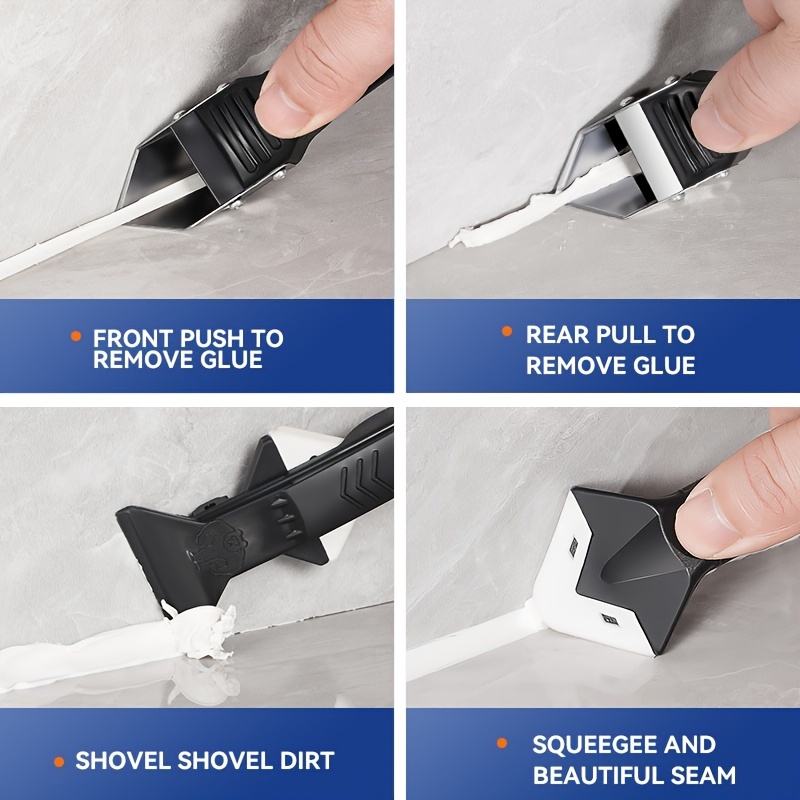Caulking Tool Silicone Caulk Tool 3 in 1 Caulk Remover Tool Glass Glue  Angle Scraper Adhesive Caulking Finishing Tool Sealant Caulk Grout Remover