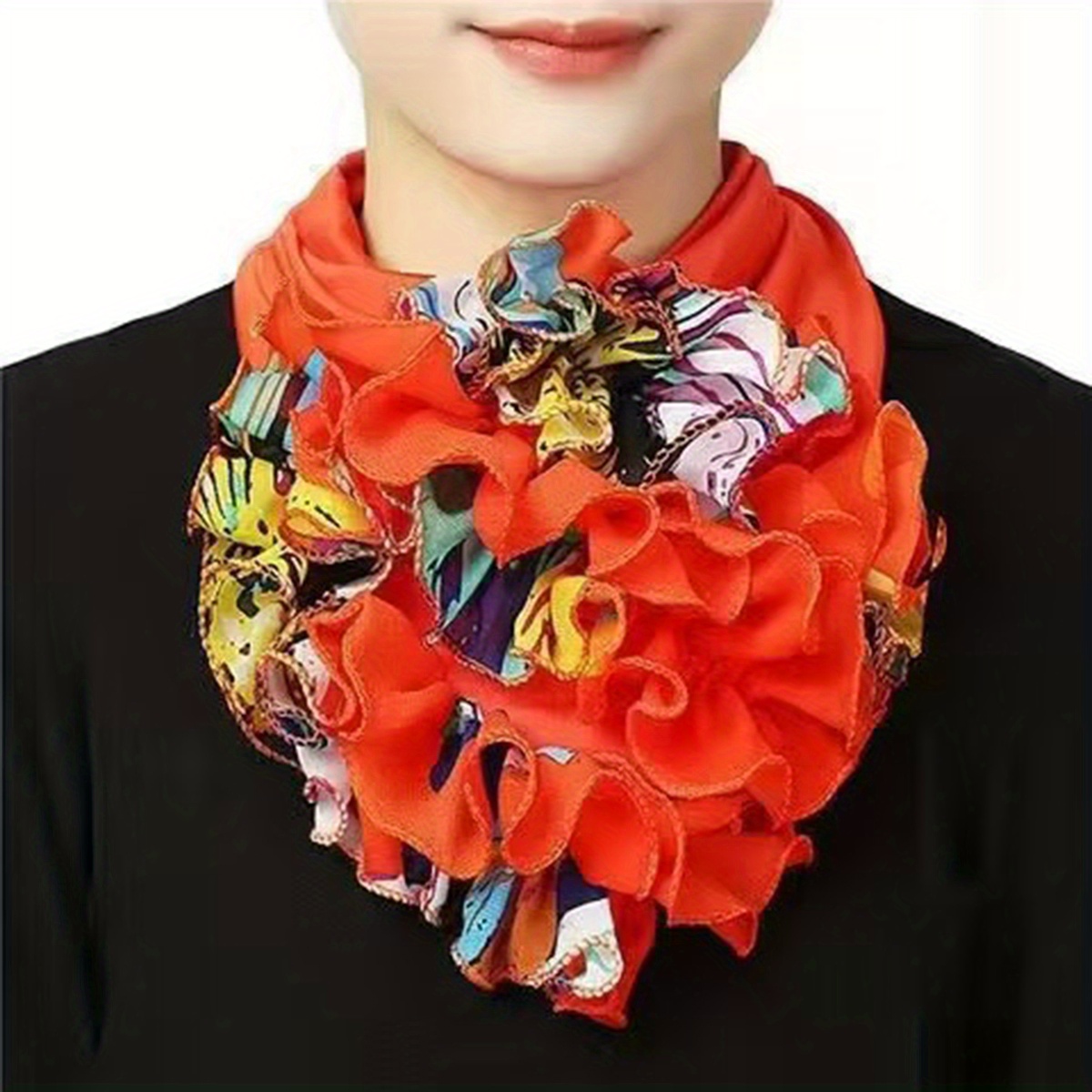 Ruffles Boho Neck Scarf Women's Warm Infinity Scarf Breathable