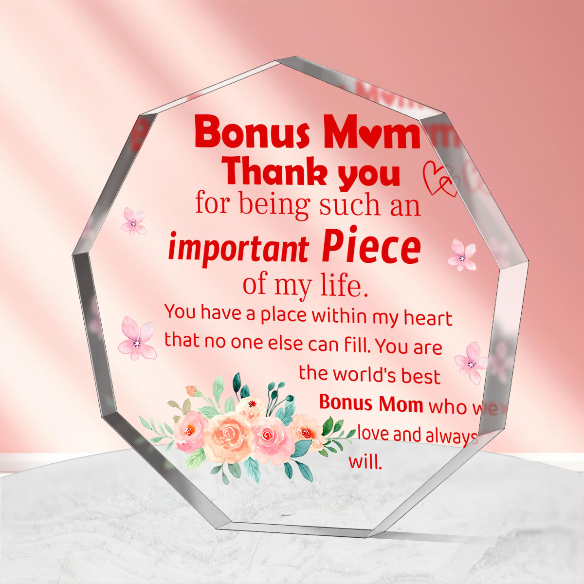to My Other Mom Gifts from Daughter Son Stepmom Thank You Gifts for Other  Mom Acrylic Heart Other Mom Gifts for Birthday Thanksgiving Christmas
