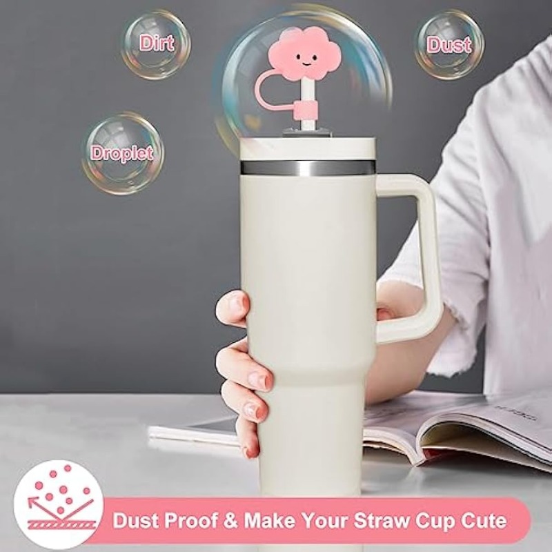 Cup Straw Cover Cloud Straw Cover Flat Bottomed Cup With - Temu