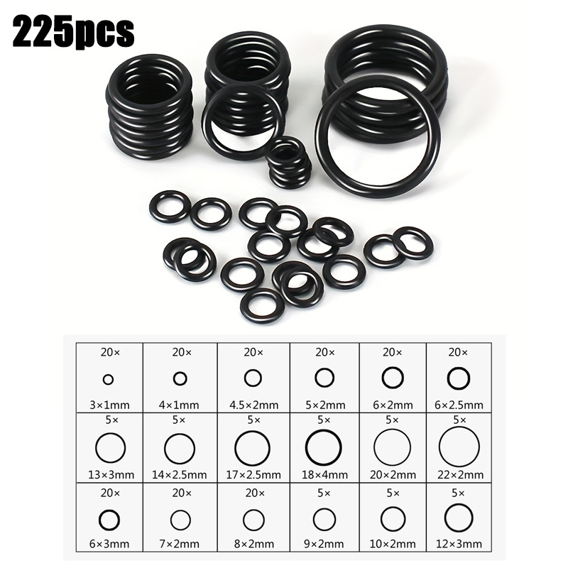 90-225pcs Seal Ring Kit, Nitrile Rubber O-Ring Gasket, Sealing Ring, O  Rings Rubber Set