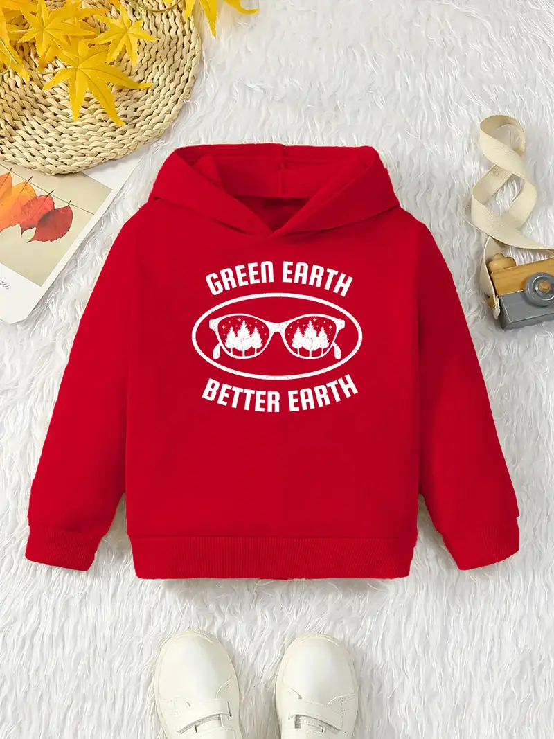 Earth Letter Print Green Hoodies Earth Letter Print Green Hoodies