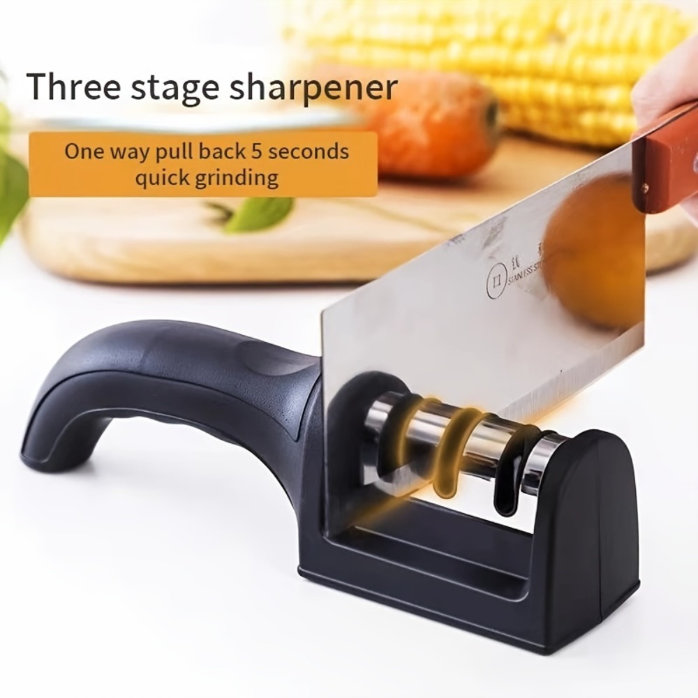 4-in-1 Manual Knife Sharpener, with 3 Sharpening Stages & 1