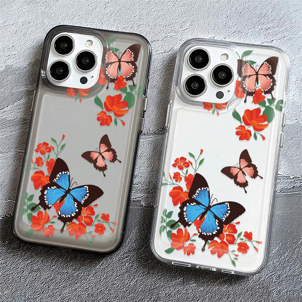 

Butterfly Flower Graphic Phone Case For Iphone 15/11 Pro Max/11/14 Pro/14/13/12 Pro Max Shockproof Soft Protective Cover