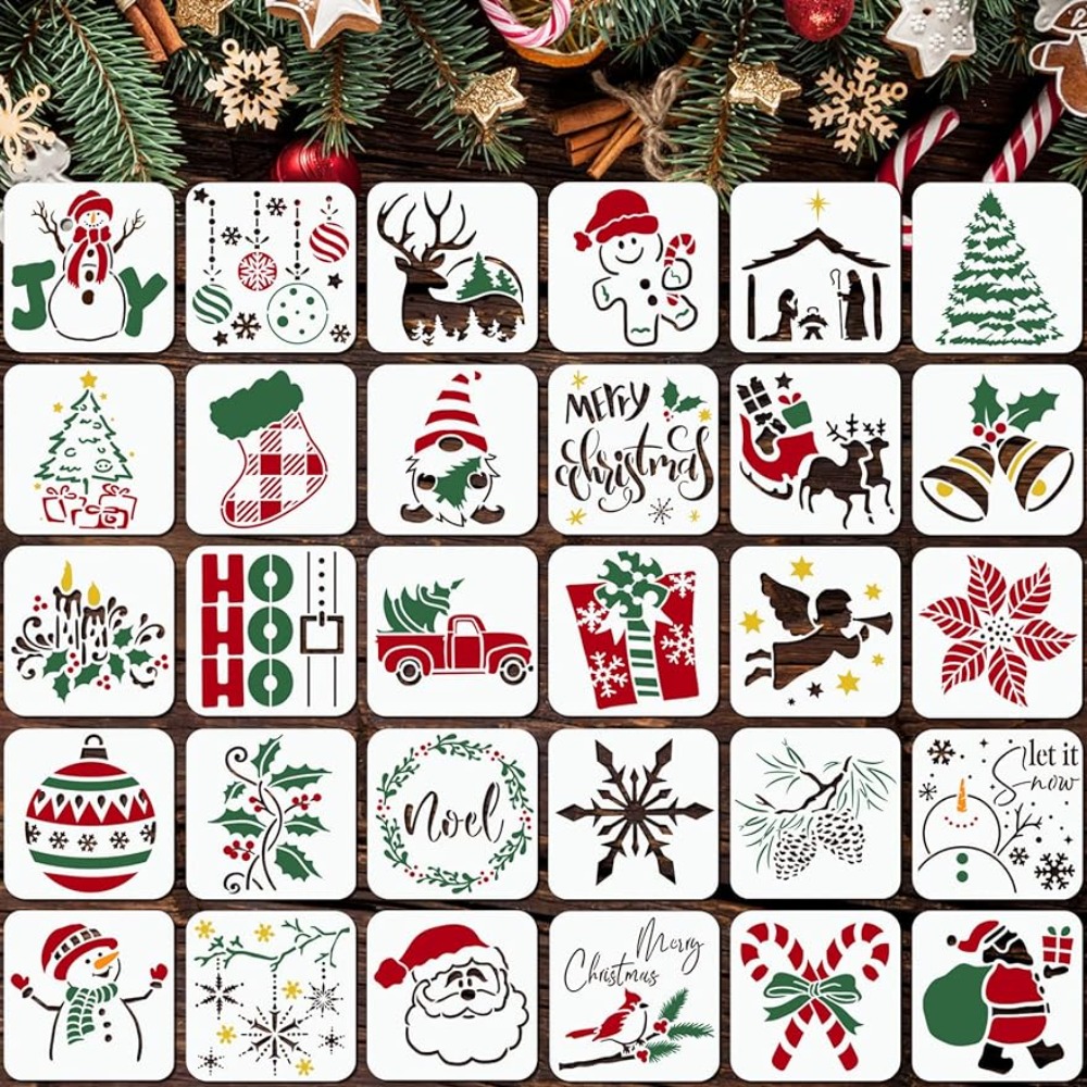  8Pcs Large Christmas Stencils-12x12 Inches Reusable Merry Christmas  Stencils Including Candy Cane/Christmas Tree/Gingerbread/Reindeer/Jingle  All The Way, Make Your Own Farmhouse Christmas Wood Signs : Arts, Crafts &  Sewing