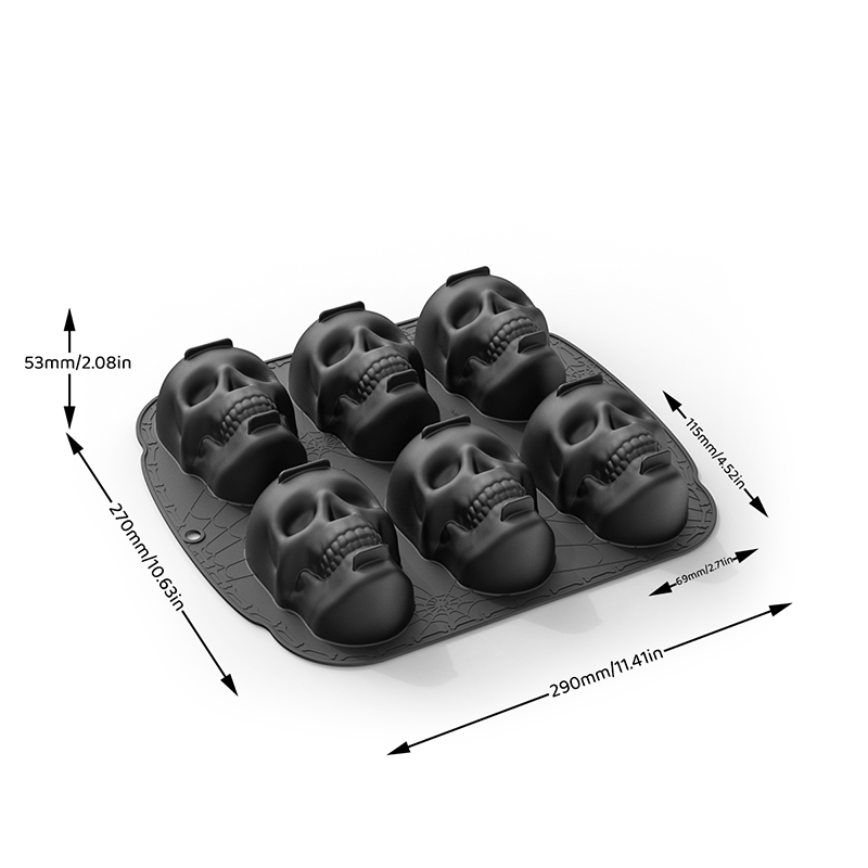 Webake Skull Ice Cube Mold, 10 Cavity Silicone Ice Mold with Lid