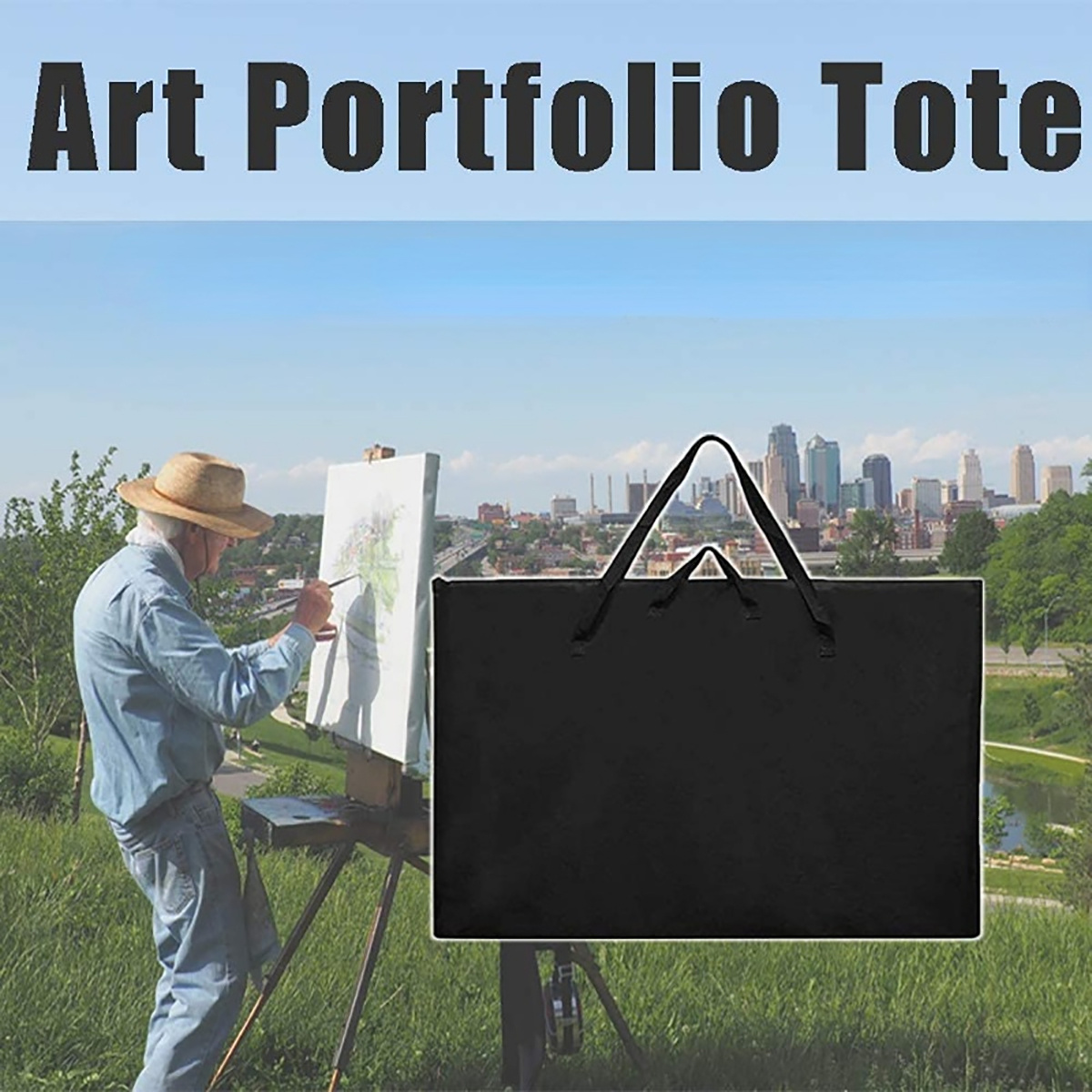 1pc Art Portfolio Case Set, Portable Storage Art Bag With Multiple Pockets,  For Artwork/Poster Board/Project/Drawing Case, Large Carrying Storage Tote