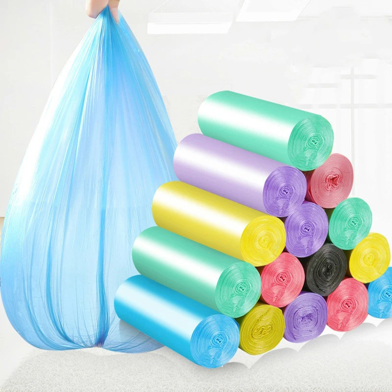 1roll (100pcs) Drawstring Disposable Thickened Garbage Bag, Disposable  Small Plastic Bag, Kitchen Bathroom Office Garbage Bag, Odorless Black  Garbage