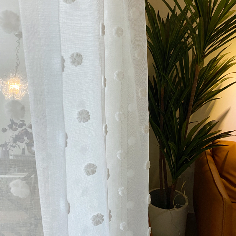 Grommet Top Boho Sheer Curtains White Pom Pom Tufted Semi - Temu