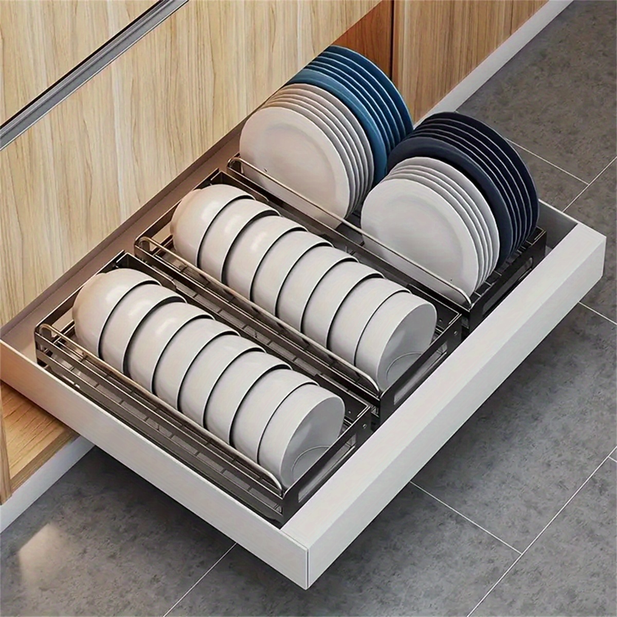 Kitchen Dish Organizing Rack, Drawer-type Pull Basket, Plate Rack
