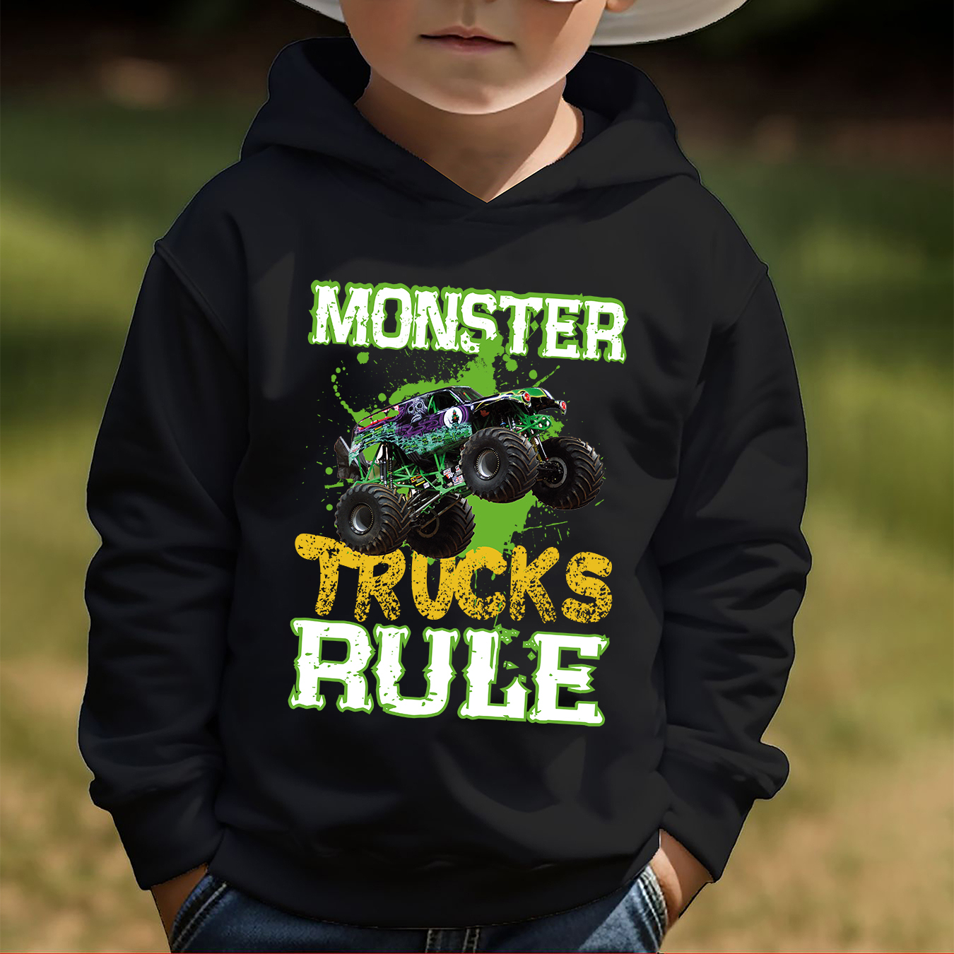 

Monster Trucks Print Boys Casual Pullover Long Sleeve Hoodies, Boys Sweatshirt For Spring Fall, Kids Hoodie Tops Outdoor