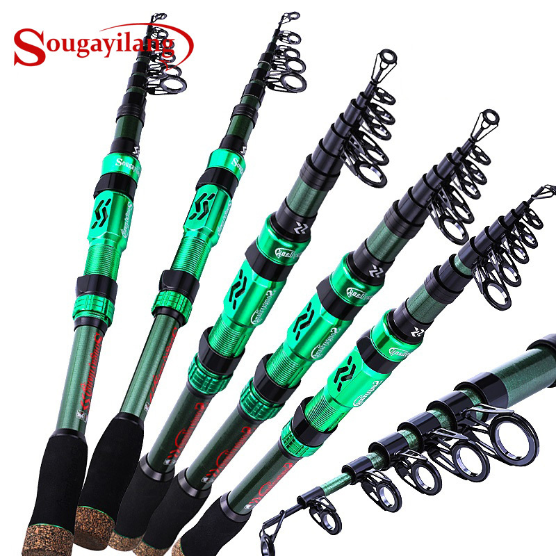 Sougayilang 1pc 1.8m-2.4m Green Telescopic Fishing Rod With EVA Handle,  Fishing Accessories For Seawater, Bass Trout Fishing Tackle