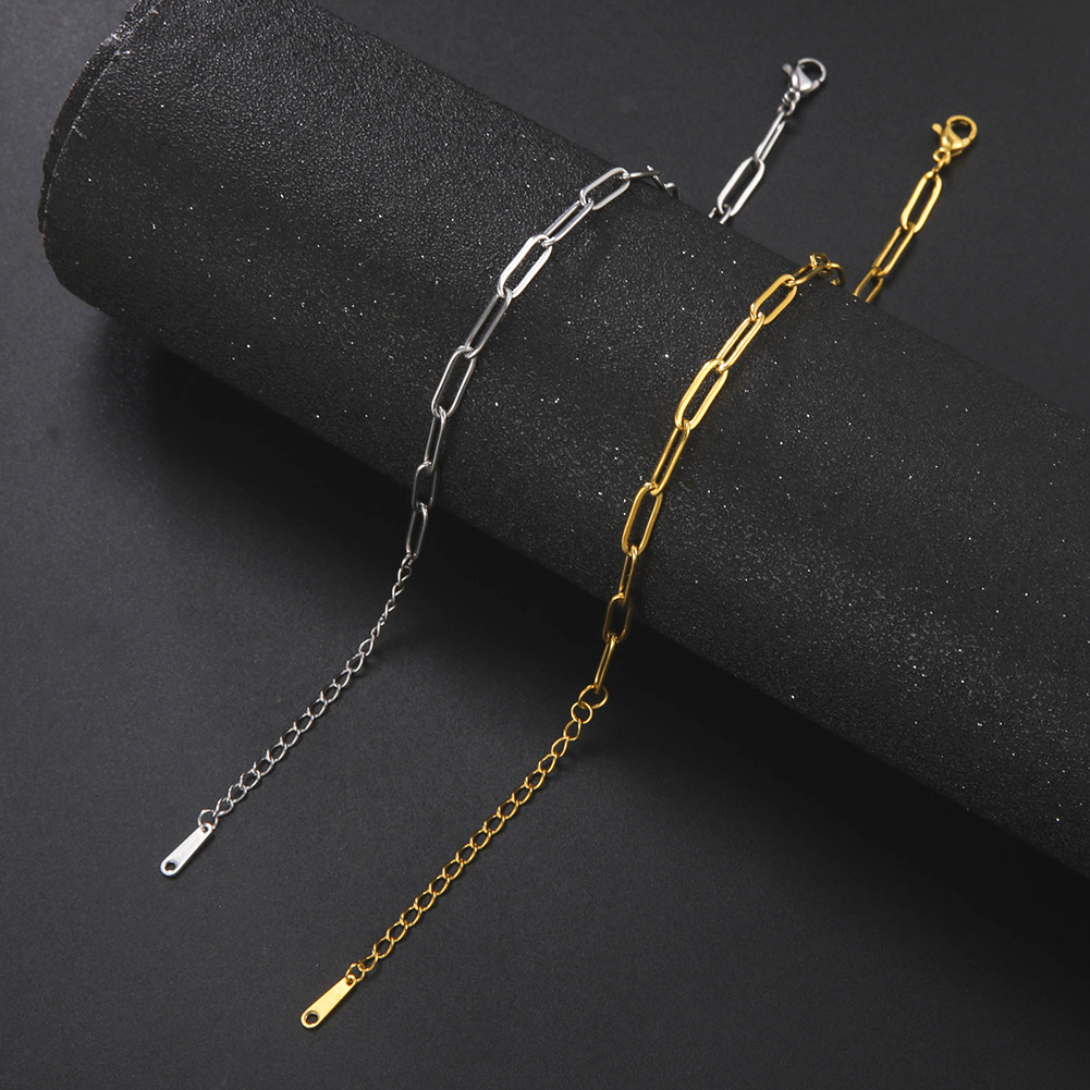 

1pc Stainless Steel Bracelet, Long Chain Men Women's Bracelet, Minimalist Jewelry Couple Gift