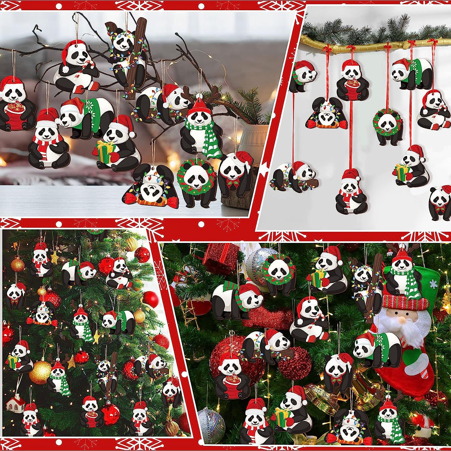 24pcs Wooden Christmas Winter Playing Cute Snowman Theme Party Gathering  Holiday Tree Hanging Celebration Home Decorations