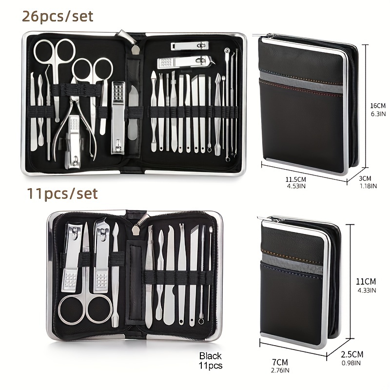 3 Pcs Manicure Set - Professional Nail Care Kit Black