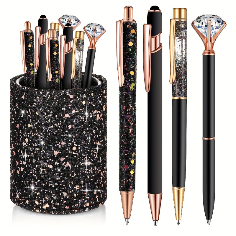 Colarr 16 Pcs Ballpoint Pens Set Metal Crystal Diamond Pen Glitter Pens for  Journaling Pretty Cute Pens Black Ink Retractable Fancy Pens Gifts for