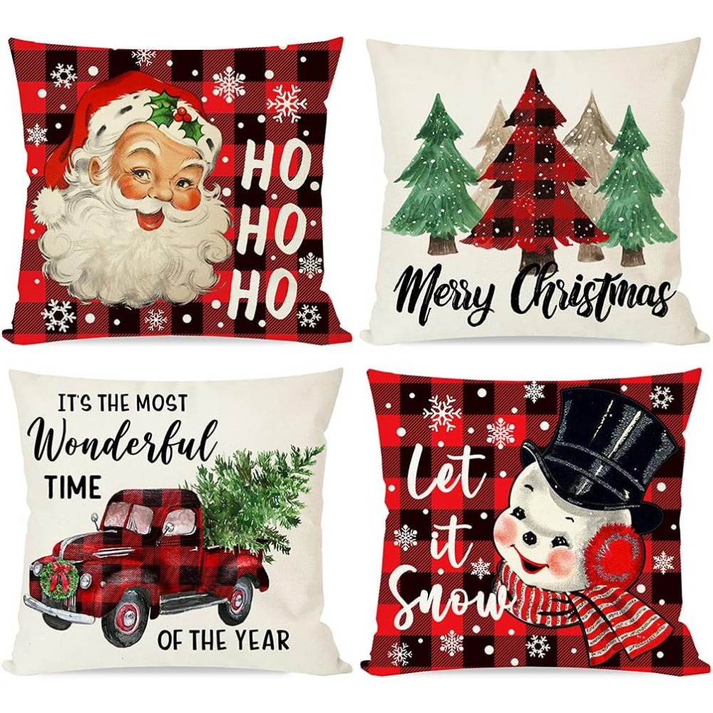 Red And Black Buffalo Plaid Christmas Pillow Covers 18x18 - Temu