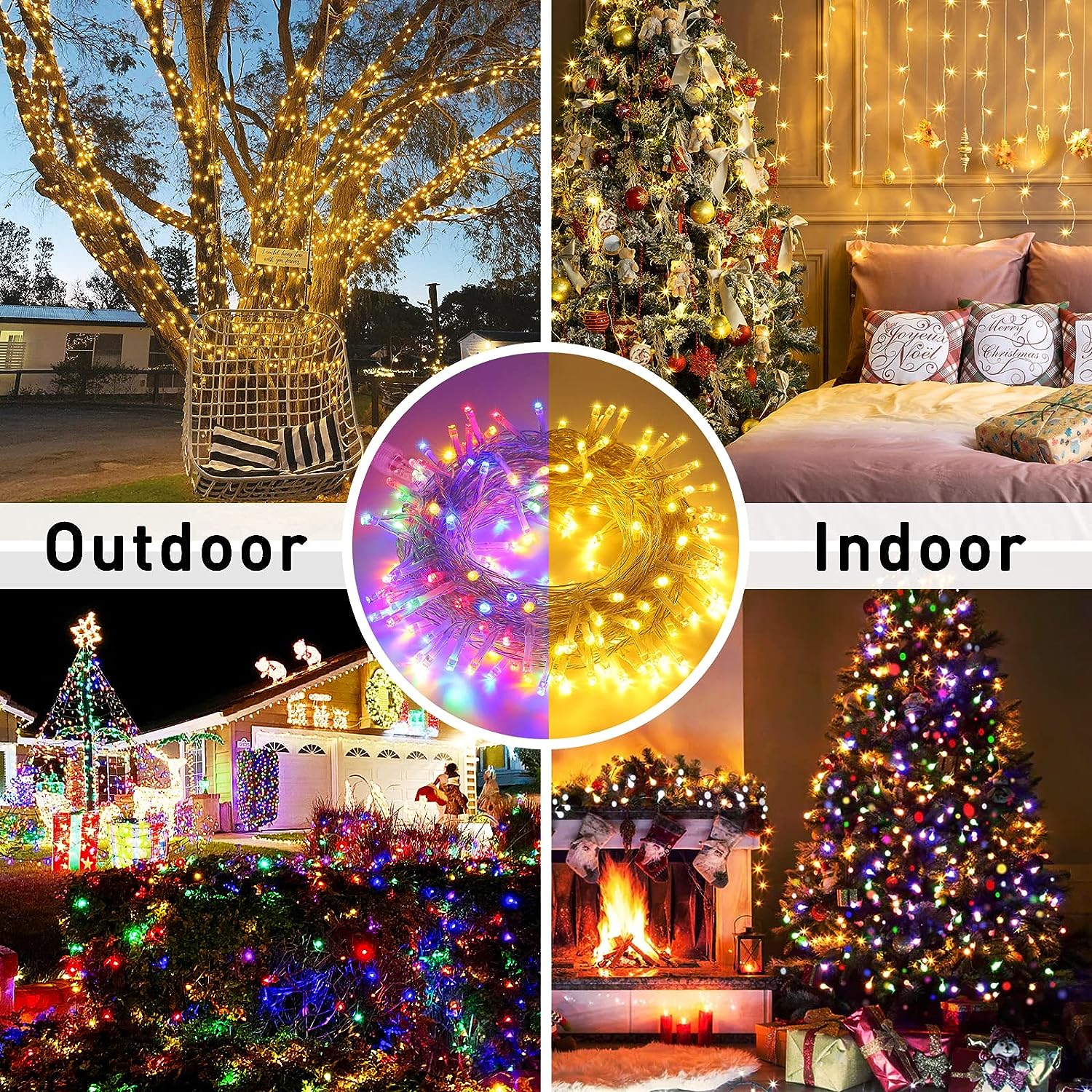 Four Color And Warm White Atmosphere Lights, 100/130/160 Led String Lights,  With Remote Control And Timing Function, Usb 8 Function Power Supply, For  Indoor Outdoor Christmas Tree Parties, Weddings, Christmas Decorations,  Fairy