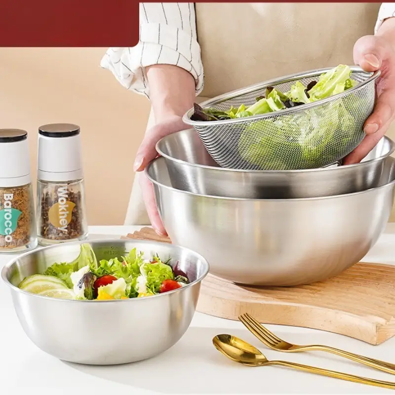 Mixing Bowl 304 Stainless Steel Salad Mixing Bowl For Food - Temu