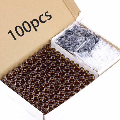 100pcs 3ml amber mini essential oil bottles sample vials glass essential oils sample bottles with reducers and caps suitable for essential oils perfume travel essentials
