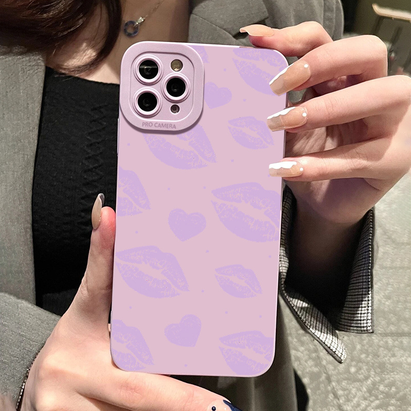 1 Pieza Funda De Teléfono De Diseño Con Patrón De Labios Morados Claros Con  Cierre De Cremallera Para Iphone 15 Pro Max, Mode de Mujer