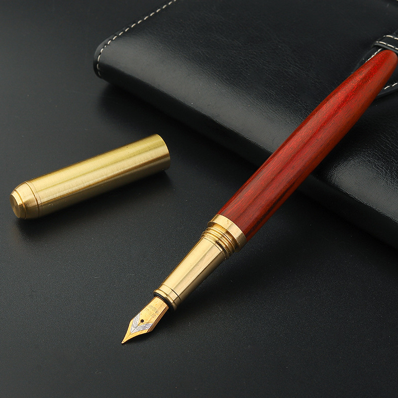 Fine Handcrafted Solid Brass & Wood Roller Ballpoint Pen Signature