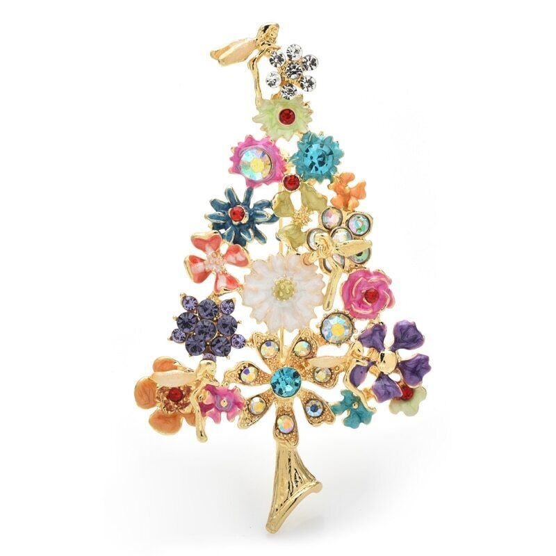 Colorful Flower Christmas Tree Enamel Brooch For Men Vintage - Temu