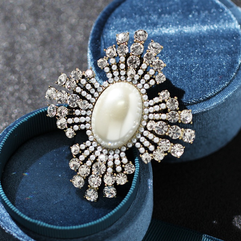 Women Vintage Brooches Pins Rhinestone Pearl Badges Buckle Party Banquet  Jewelry